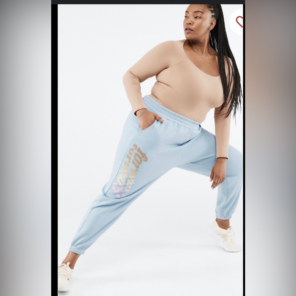 Fabletics Reina Blue Stone/Forward Graphic Sweatpants size XL 12-14 new